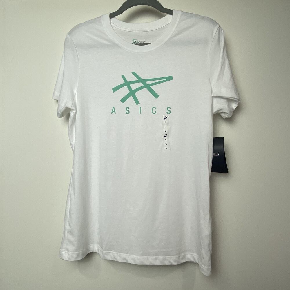 Asics T Shirt White Short Sleeve Women’s Size Large New With Tags